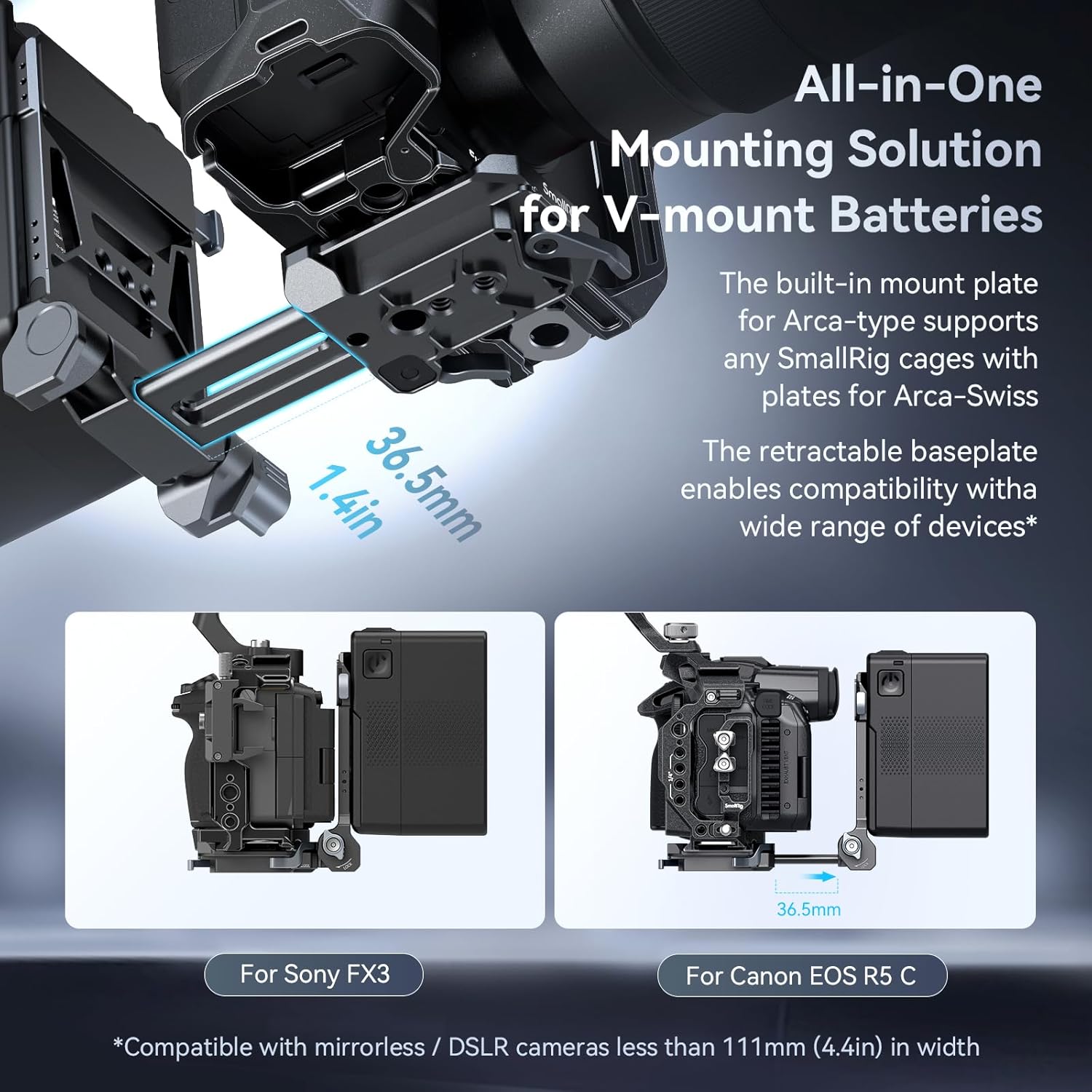 Thumbnail 2 de SmallRig V-Mount Battery Plate 4505 with L-Shape, Foldable Tool-Free Mounting (V-lock)