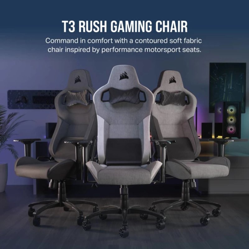 Thumbnail 3 de Corsair T3 Rush Silla gaming con cojín y almohada cervical