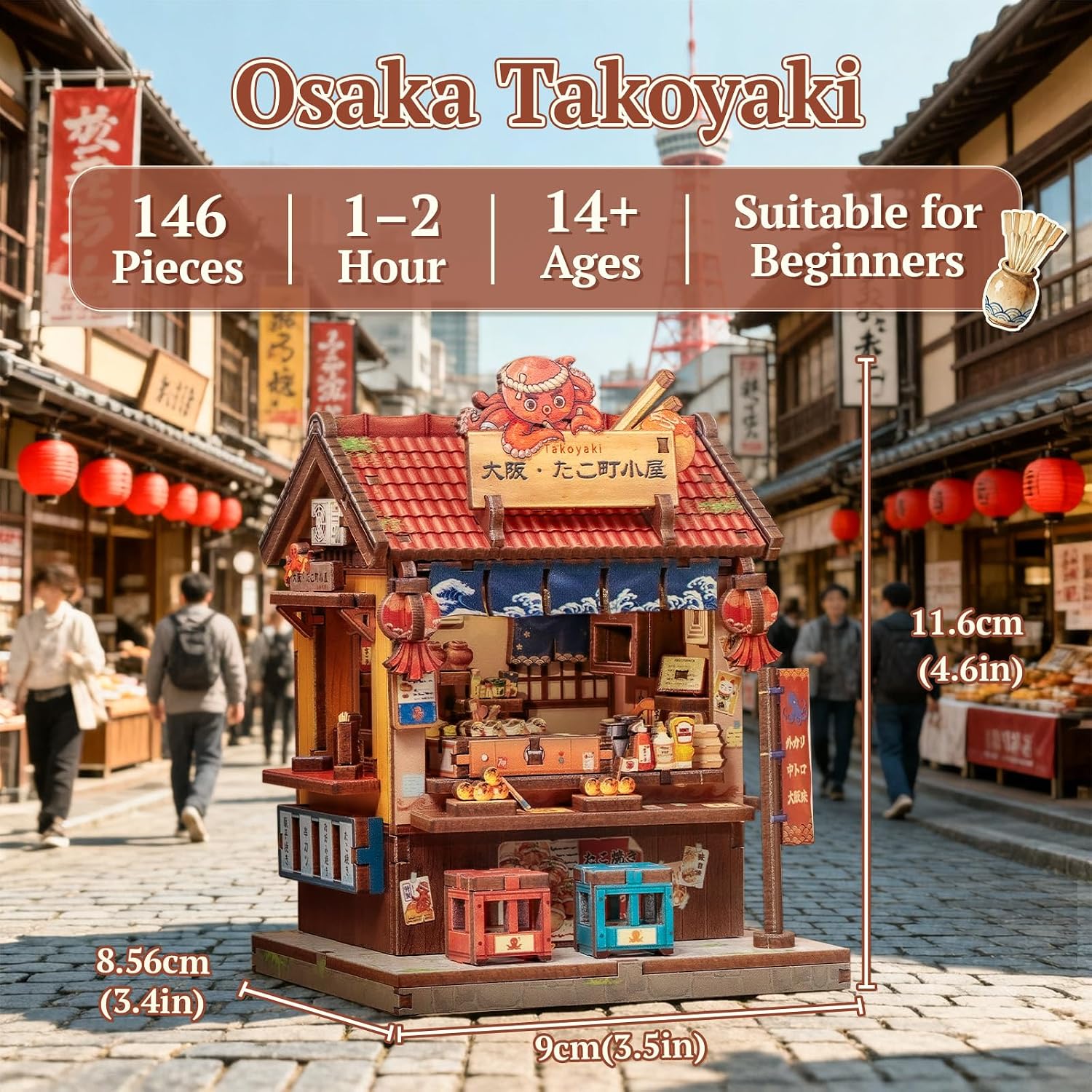 Thumbnail 1 de CUTEBEE Kit Book Nook Osaka Takoyaki – Chiosco Street Food in Legno da Montare