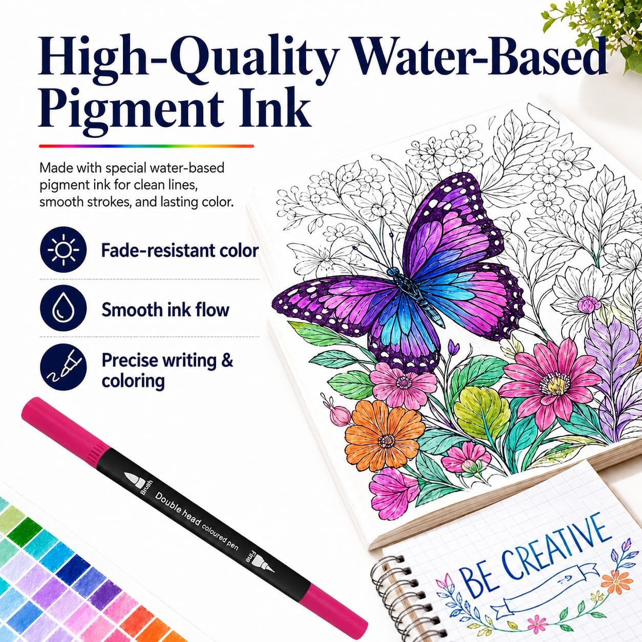 Thumbnail 2 de FZMIT 24 Colouring Pens: Dual-Tip Brush Pens and Fineliners for Creative Drawing