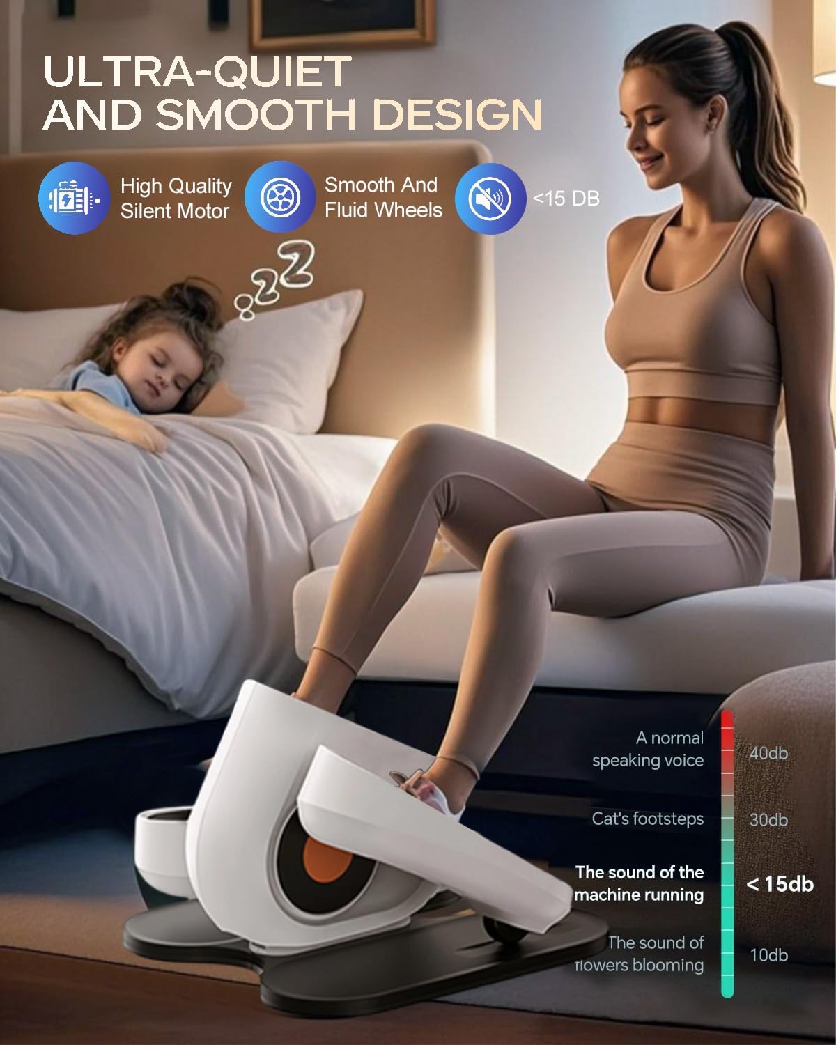Detalle de Under Desk Elliptical Machine with Remote: Quiet, Motorized Seated Pedal Exerci se for Home Office