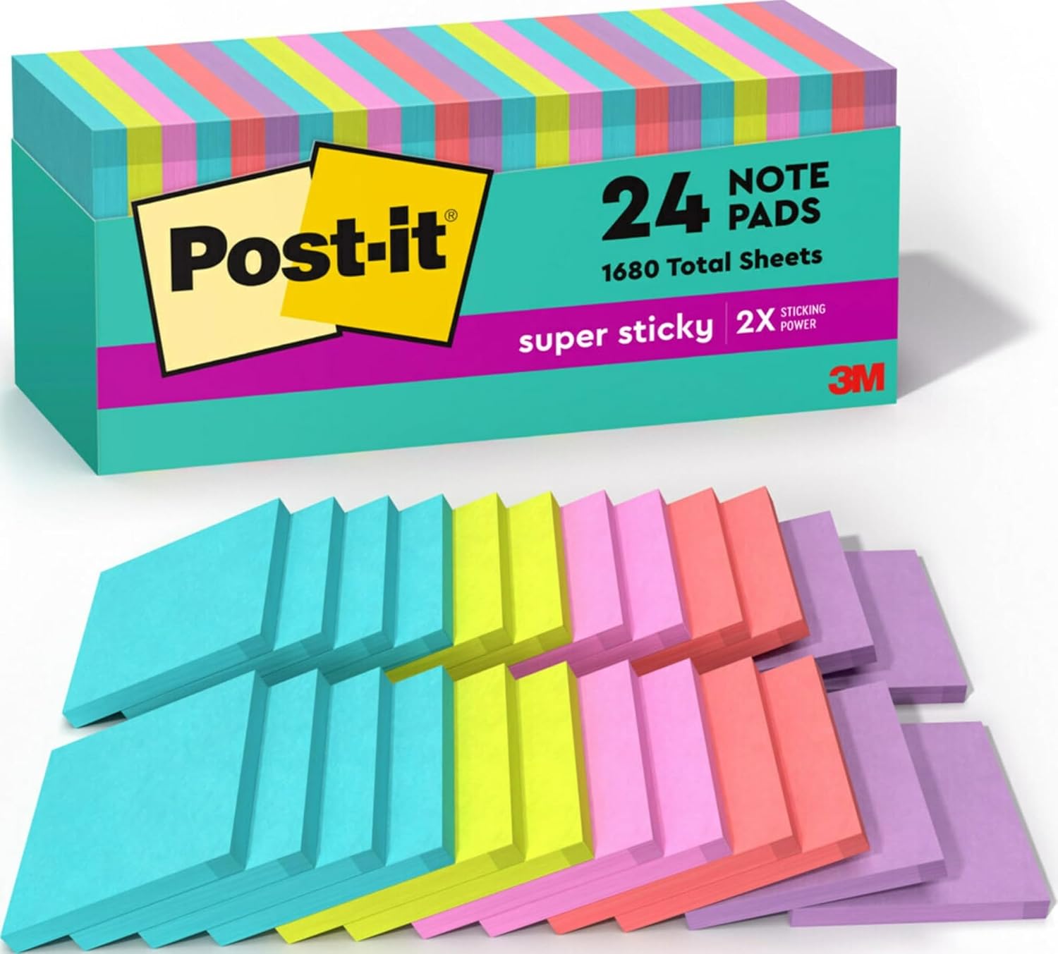 Detalle de Post-it Super Sticky Notes 3 x 3 in, Supernova Neons (24 Pads)