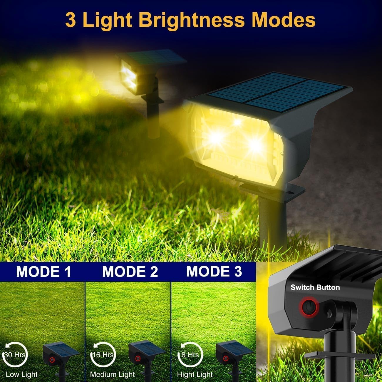 Detalle de LOTMOS Solarstrahler für außen (4 Stück, 72 LEDs) mit 3000K Warmweiß, IP65