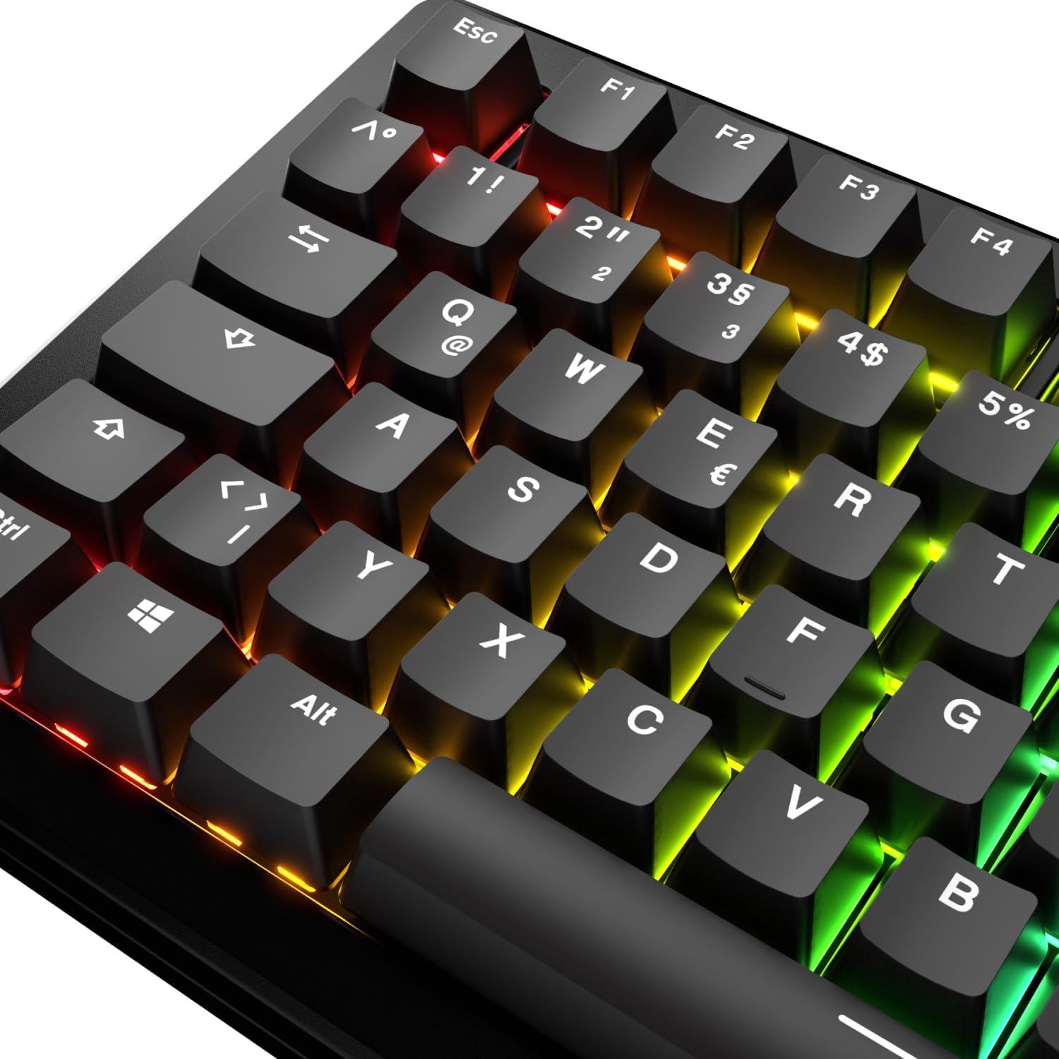 Detalle de Glorious Gaming - Tasti GPBT Basics (Classic Black), 8 colori, PBT Doubleshot per tastiere meccaniche, layout QWERTZ tedesco