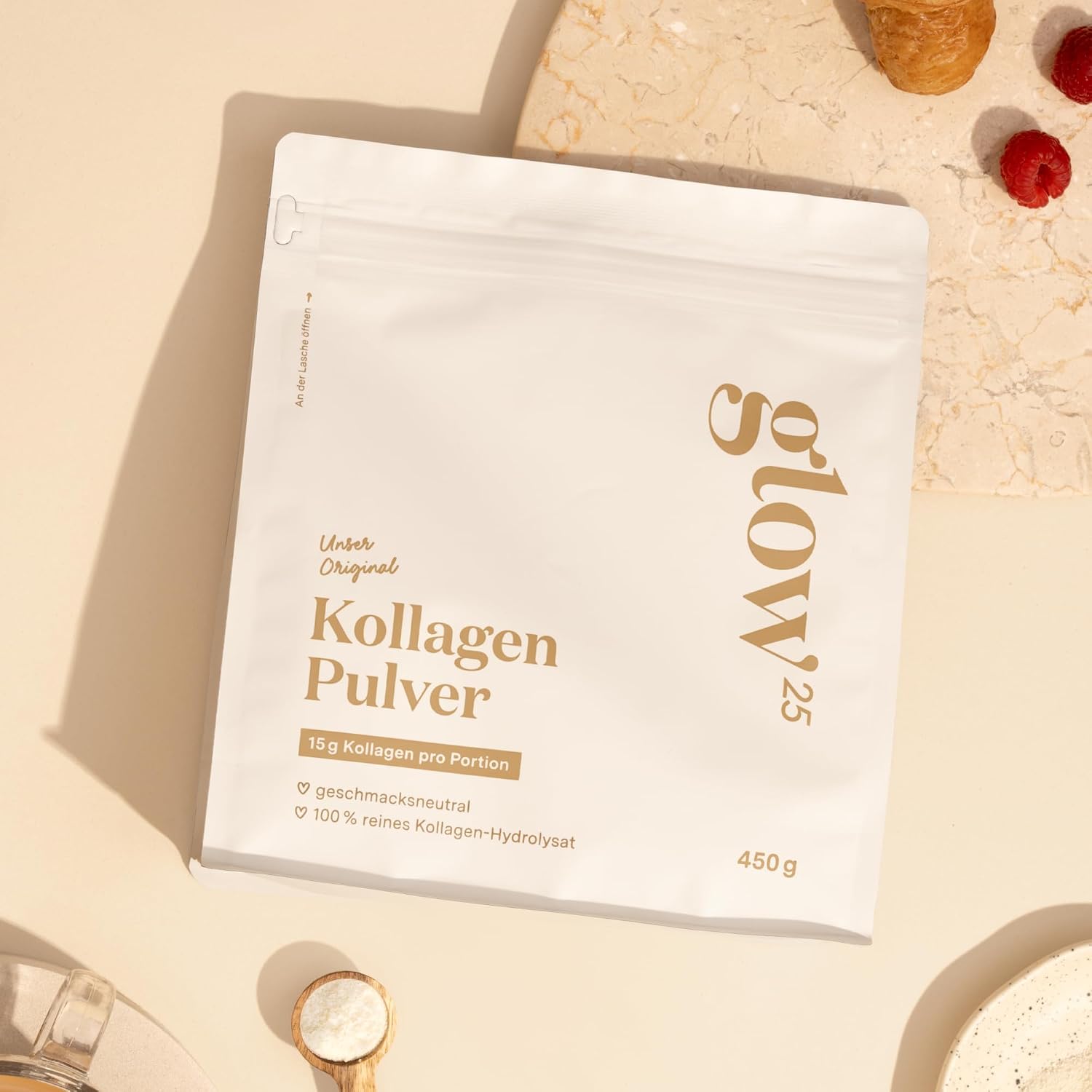Thumbnail 3 de Glow25® Kollagen Pulver [450g] – Unser Original, neutraler Geschmack, löslich und rein