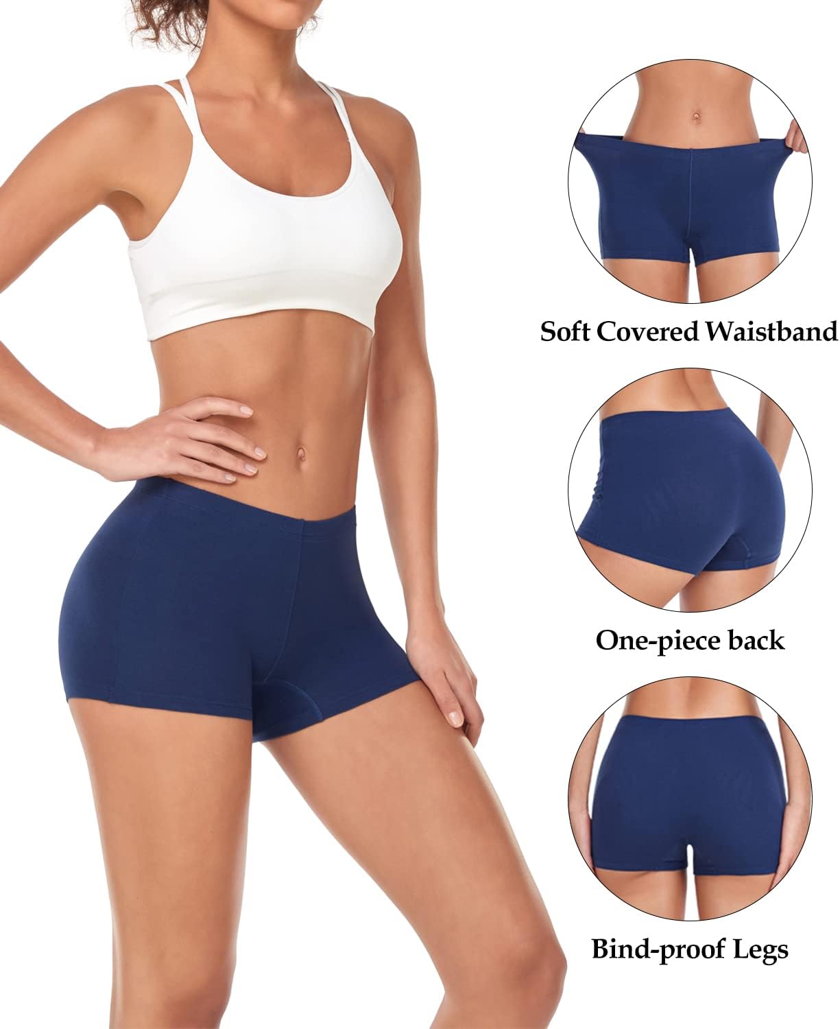 Detalle 2 de wirarpa Damen Baumwolle Boxershorts / Radlerhose Unter dem Kleid – 4er Pack