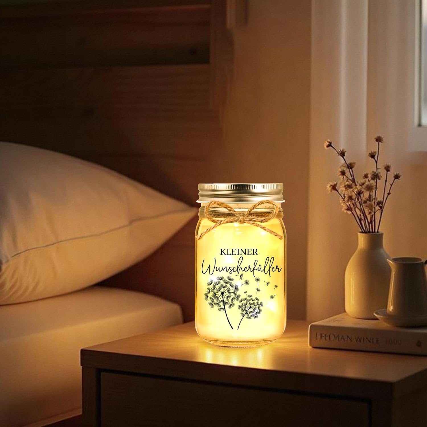 Detalle 2 de Hiipeefeel Wunscherfüller Geldgeschenke – LED-Glasflasche mit persönlicher Botschaft
