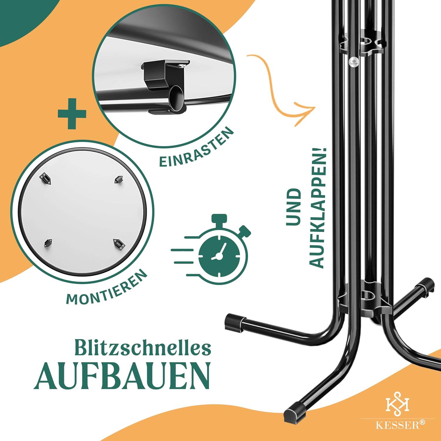 Detalle de KESSER® Stehtisch klappbar Ø70cm rund – robuster Bistro/Partytisch für Innen & Außen