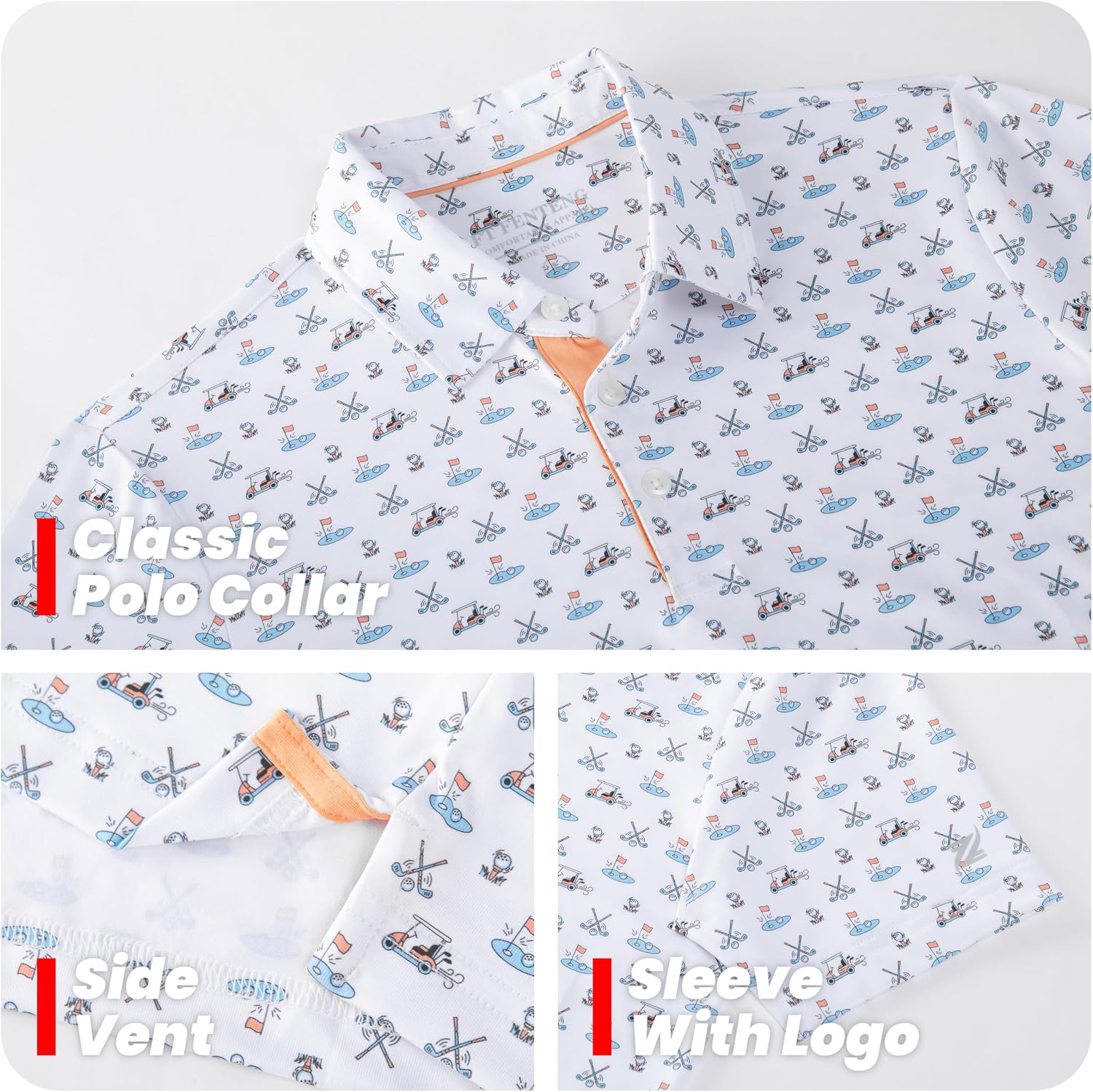 Detalle de Boys Performance Polo Shirt (Short Sleeve) Dry Fit Stretch Funny Print