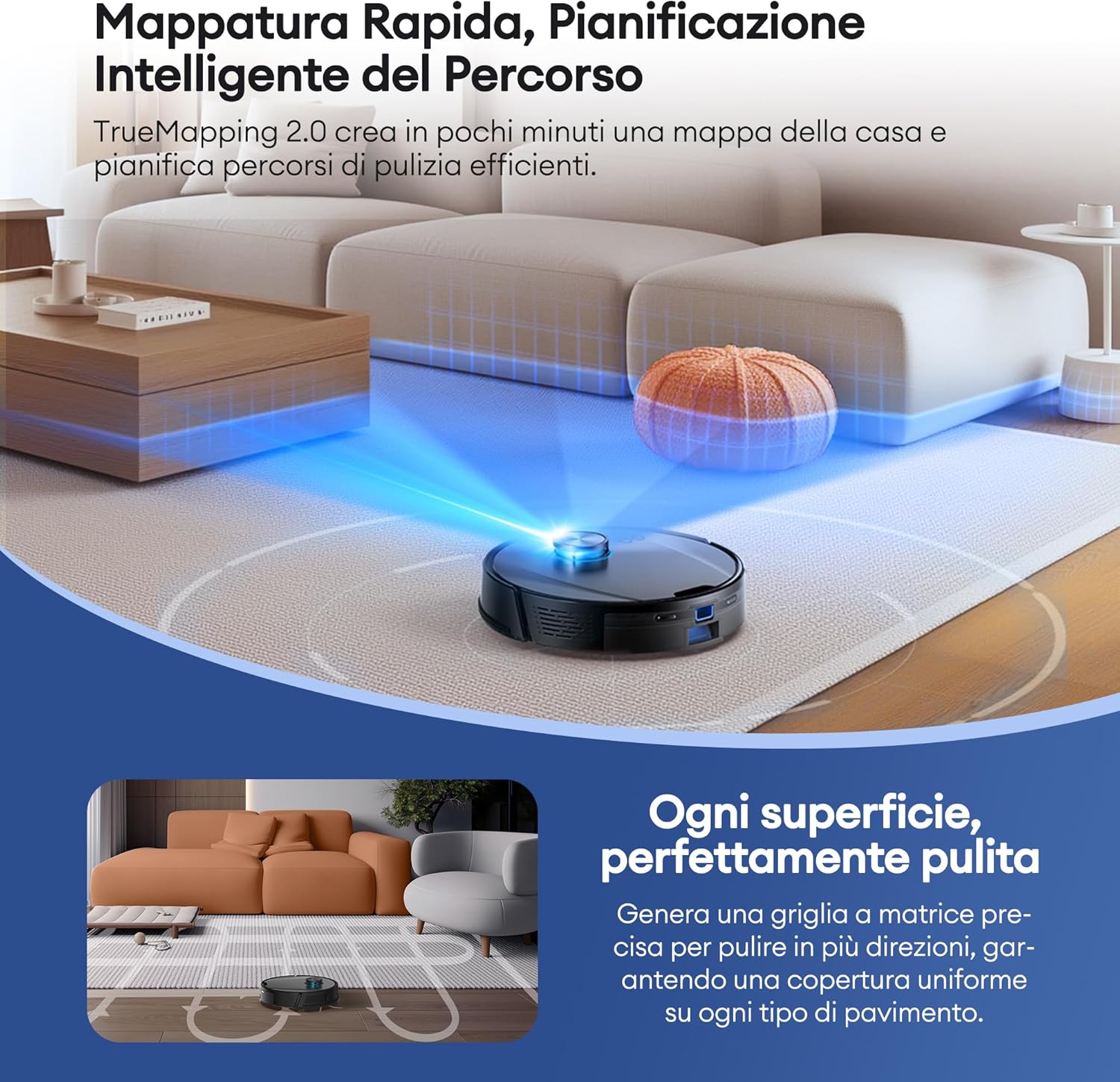 Thumbnail 3 de Ultenic T20Pro robot aspirapolvere e lavapavimenti con navigazione LiDAR, 10.000 Pa e autosvuotamento 3,5 L