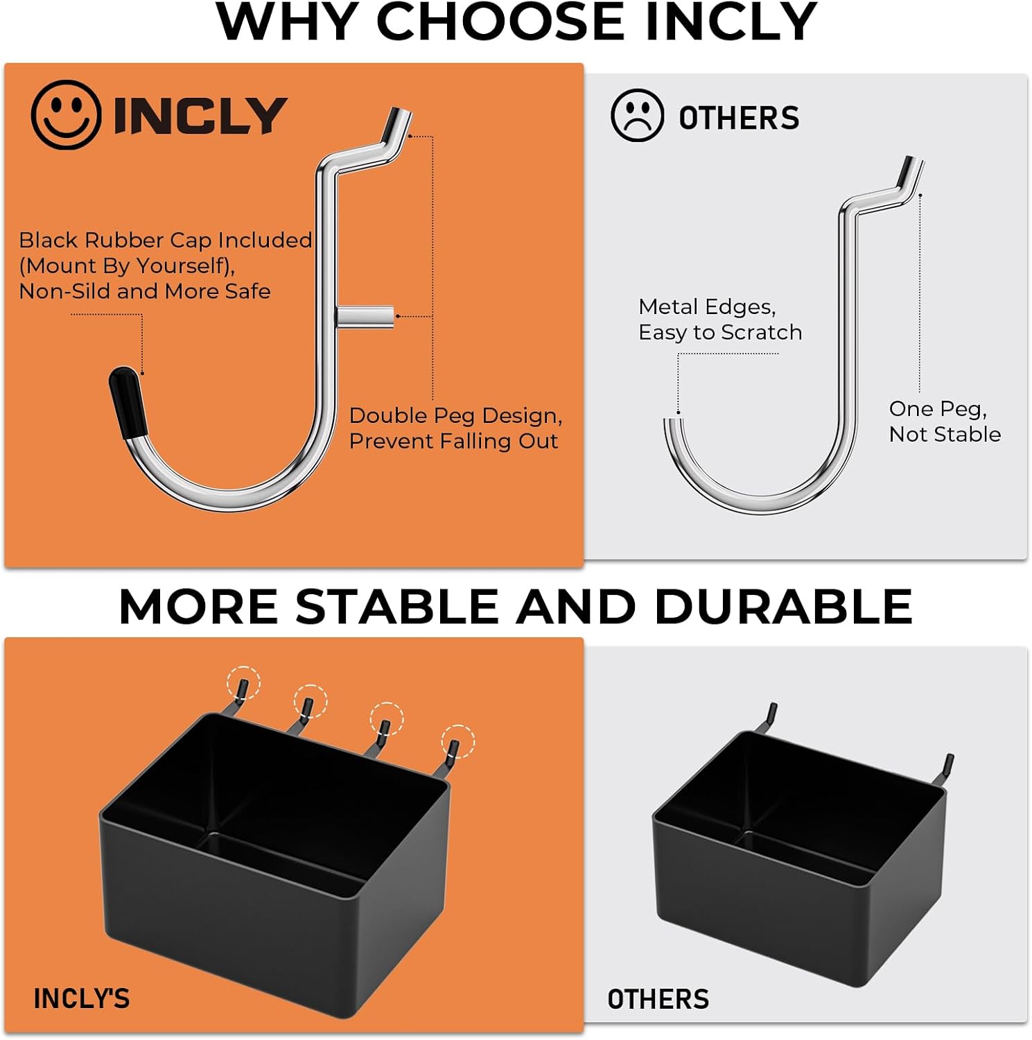 Thumbnail 2 de INCLY NC0202 Pegboard Organizer Kit, 120 Pieces with Hooks and Bins