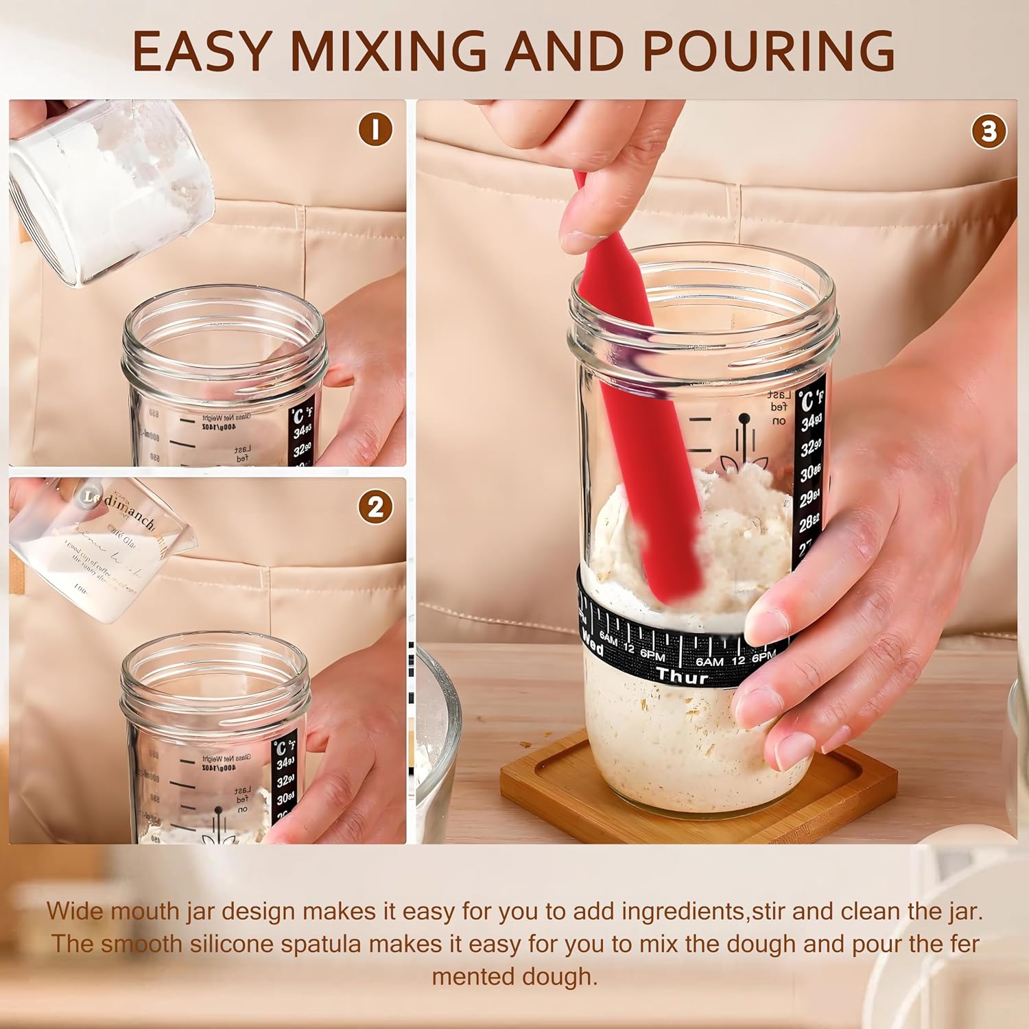 Thumbnail 4 de H&D HYALINE & DORA 730ml sourdough starter jar ๐