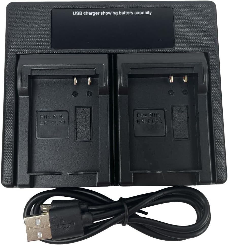 Detalle de USB Dual Camera Charger for EN-EL23 (Nikon Coolpix B700, P900, P600, P610, S810c)