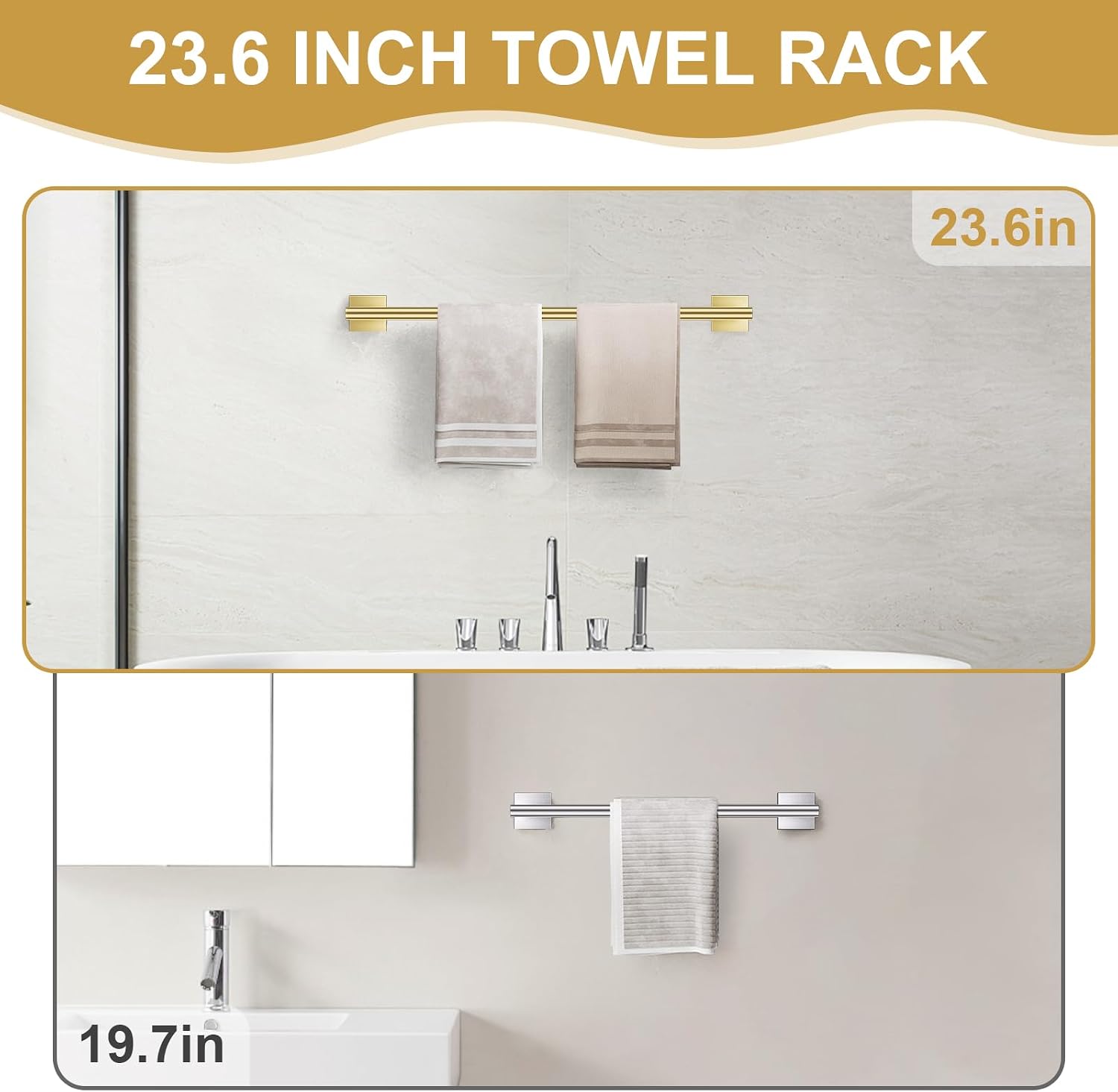 Detalle 2 de Bathroom Hardware Set, 23.6-Inch Towel Rack