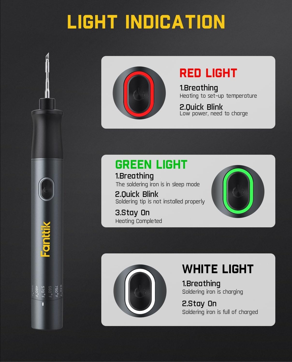 Thumbnail 5 de Fanttik T1 Max Soldering Iron Kit — Cordless, Fast Heat, 4 Tips and Stand