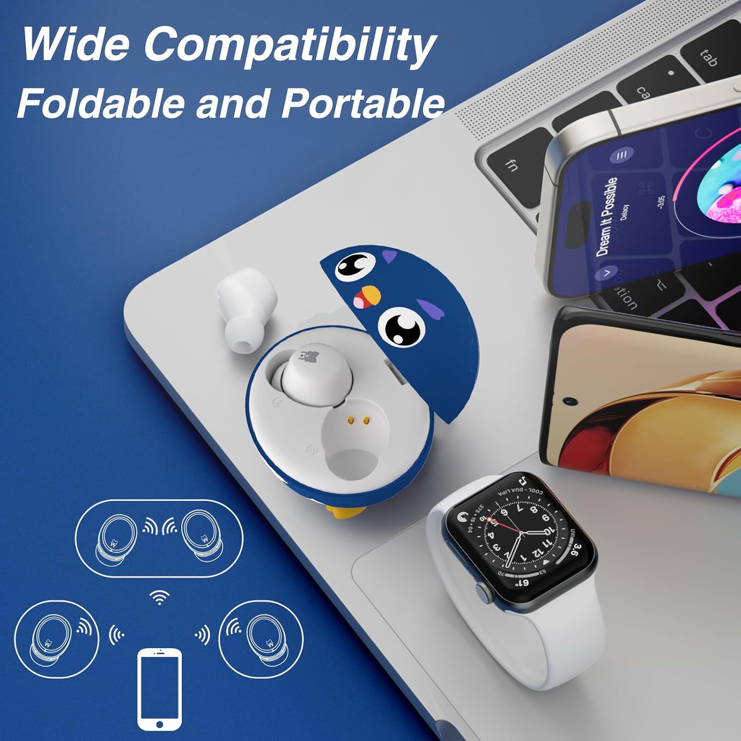 Thumbnail 2 de Earbuds for Kids with Safe Volume and 30-Hour Battery (Penguin) – Wireless Kids Headphones