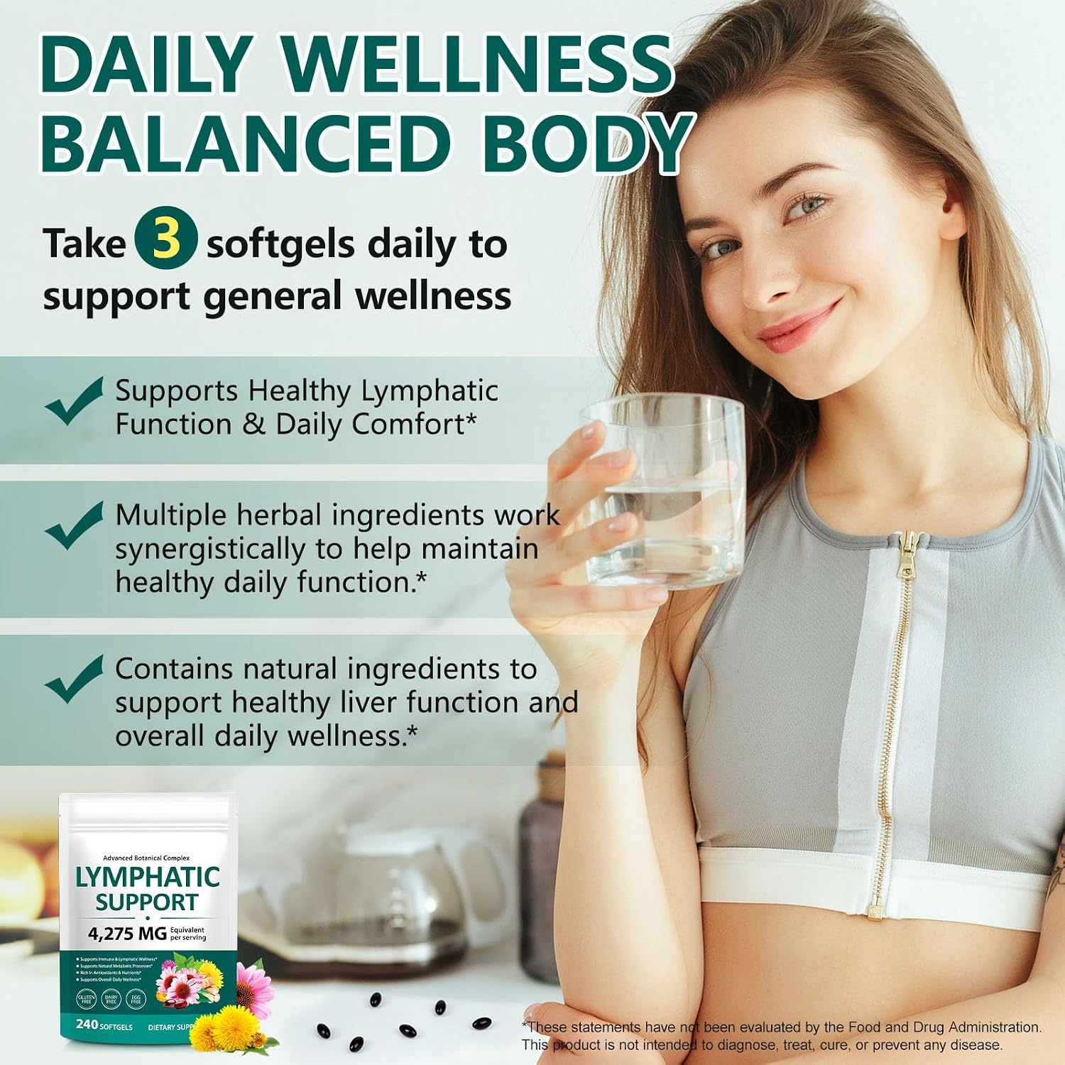 Detalle 2 de FANSHI Lymphatic Drainage Supplements 240 Softgels