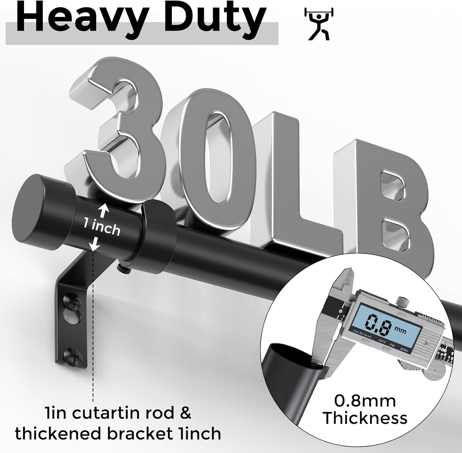 Detalle de VOIIY Curtain Rods 36โ88" adjustable curtain rod ๐ช