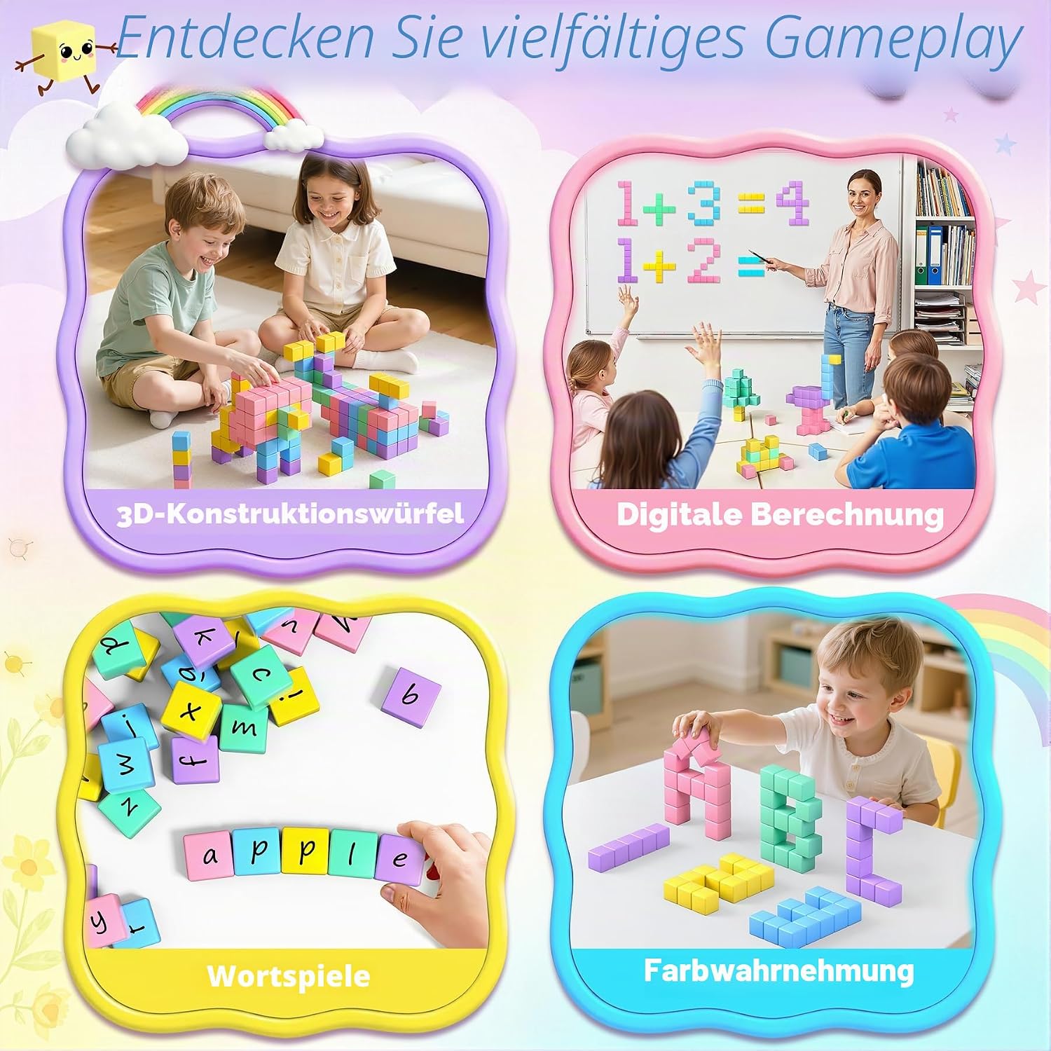 Detalle 2 de COOLJOIN Magnetische Bausteine – 108 Teile Macaron Set mit Aufbewahrungstasche, kreatives Montessori Spielzeug für Mädchen 3–12 Jahre