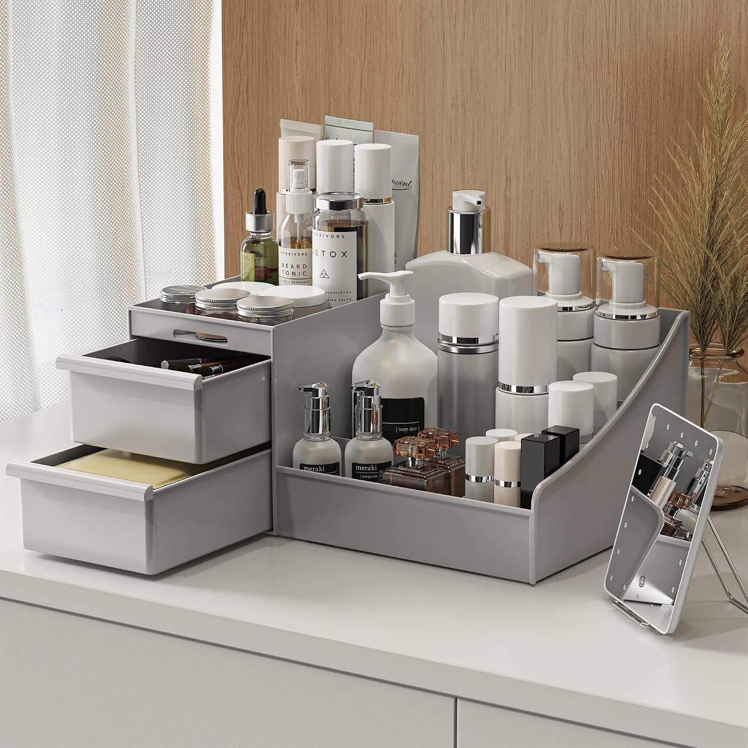 Thumbnail 1 de DancesCat Make-up Kosmetik Organizer mit Schubladen – Aufbewahrungsbox für Schminktisch & Badezimmer (Grau)