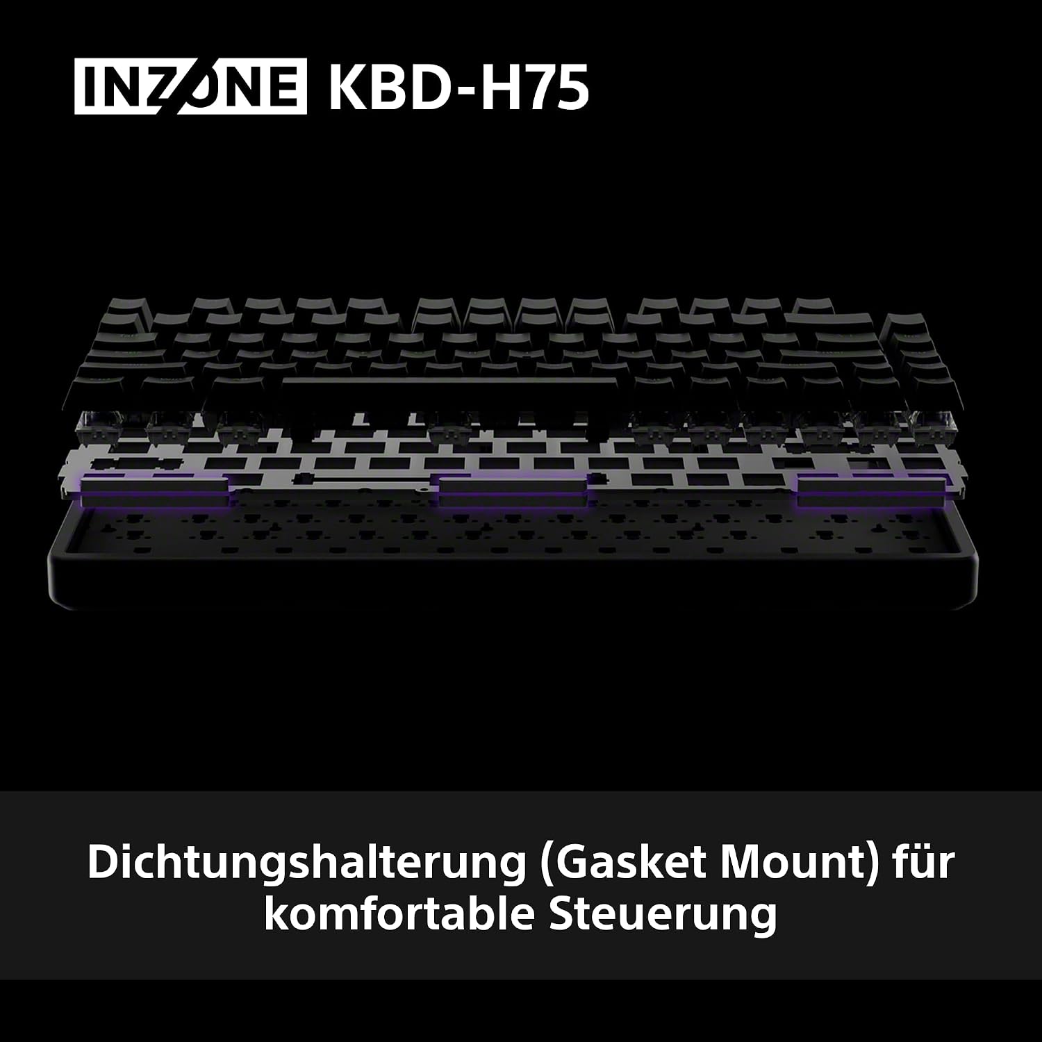 Detalle 2 de Sony INZONE KBD-H75 Gaming-Tastatur (75% TKL, Magnetschalter, Rapid Trigger, 8000 Hz) – US-Layout, Schwarz
