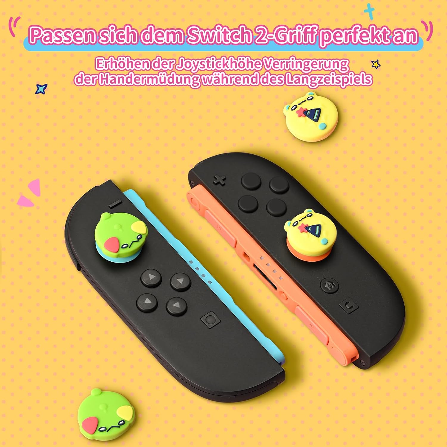 Detalle de GeekShare Silikon-Joystick-Kappen für Switch 2 – Thumbstick-Grips (4 Stück), rutschfest