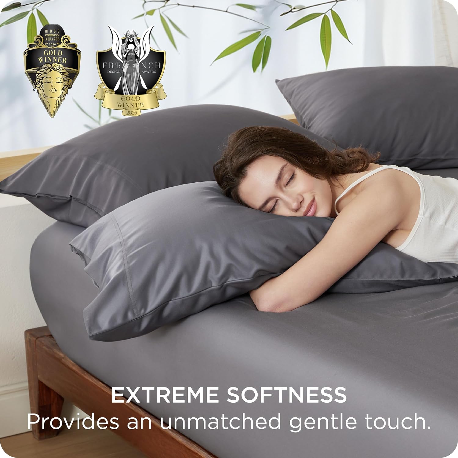 Detalle de Bedsure King Pillowcase Set of 2, Bamboo-Derived Rayon, Envelope Closure