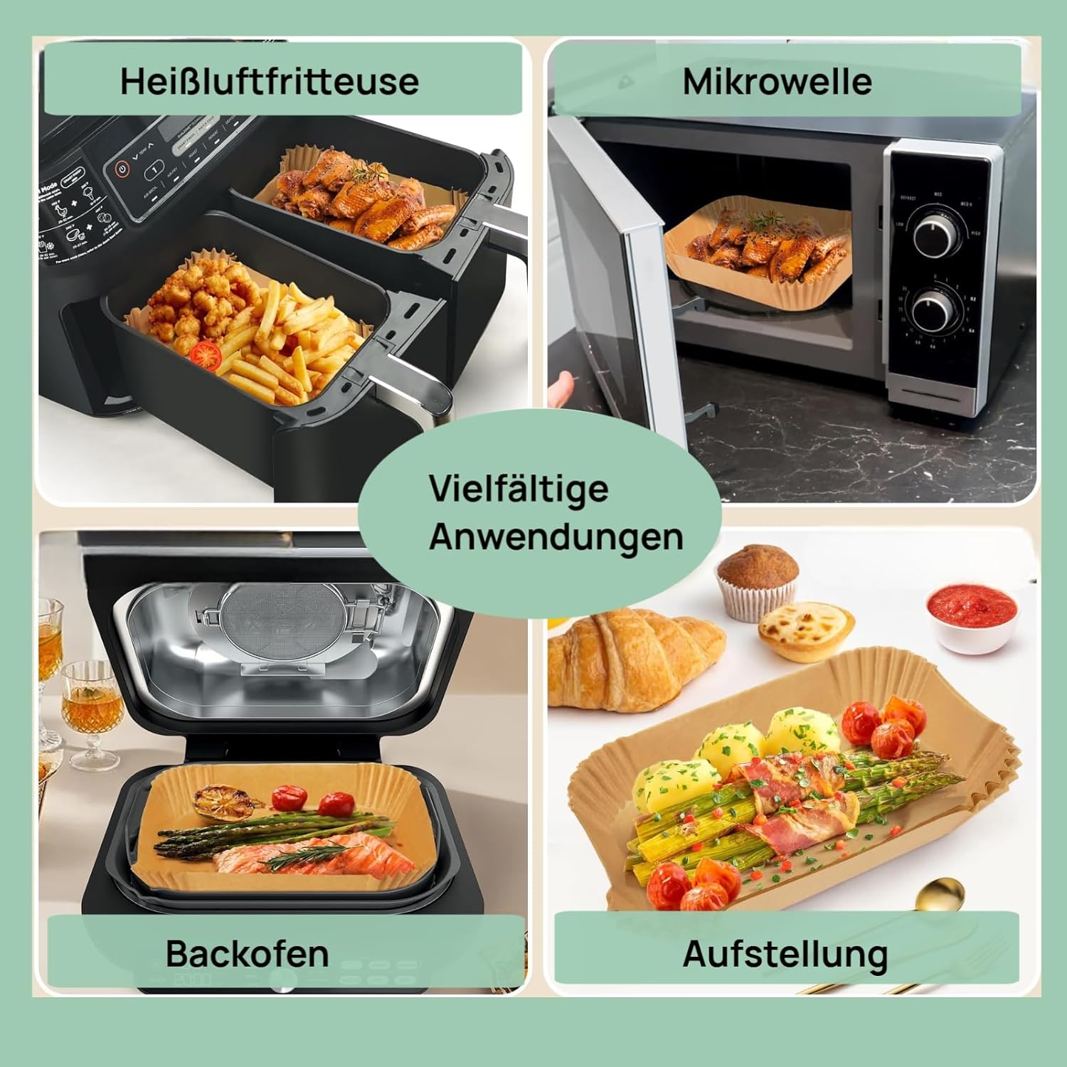 Thumbnail 5 de Cecanndila 170er Pack Backpapier für Airfryer – kompatibel mit Ninja AF500EU, Cosori Dual Blaze Twinfry 10L und Cecotec 9000