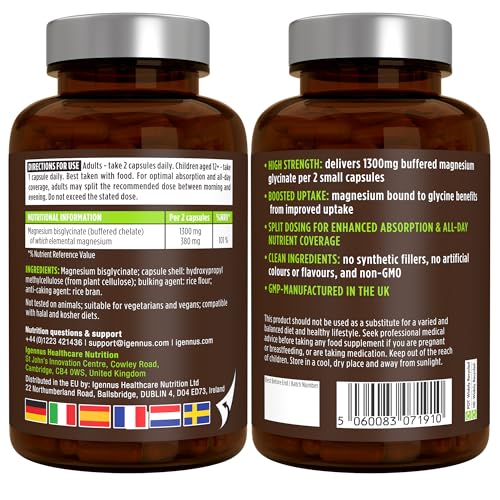 Thumbnail 7 de Igennus Glicinato de Magnesio Quelado 1300 mg | 180 cápsulas veganas