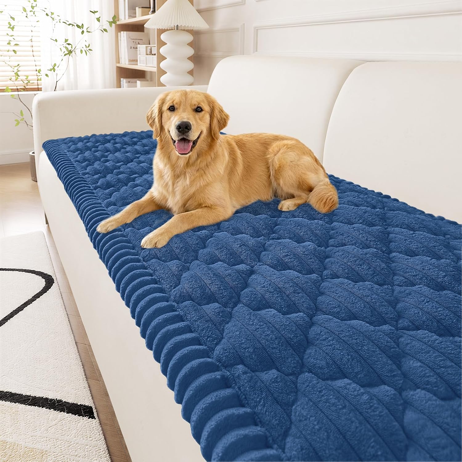 Detalle de Smiry Pet Couch Covers for Dogs (Washable, Non-Slip, Navy 27.6" x 88")