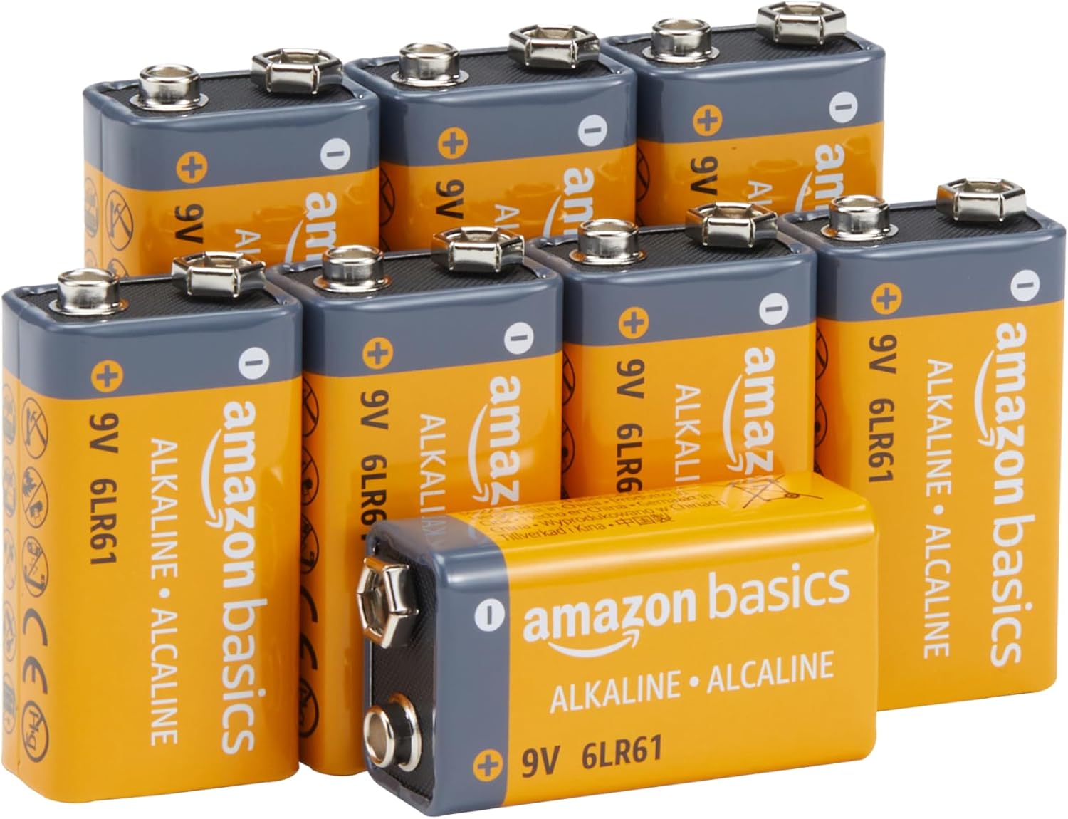 Detalle 2 de Amazon Basics 9 V Alkalibatterien (9V/6LR61), 12er-Pack – zuverlässig für Rauchmelder, Elektronik und Audio