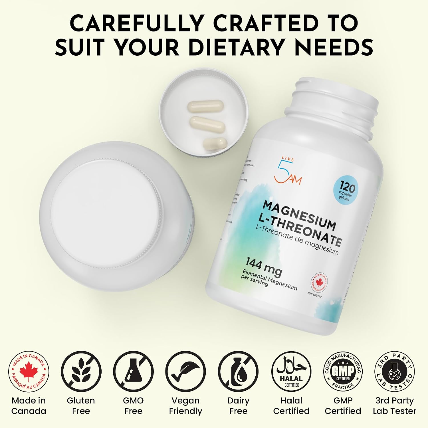 Thumbnail 3 de Live 5AM MLT-48|120 Magnesium L-Threonate, 120 Capsules, 144 mg