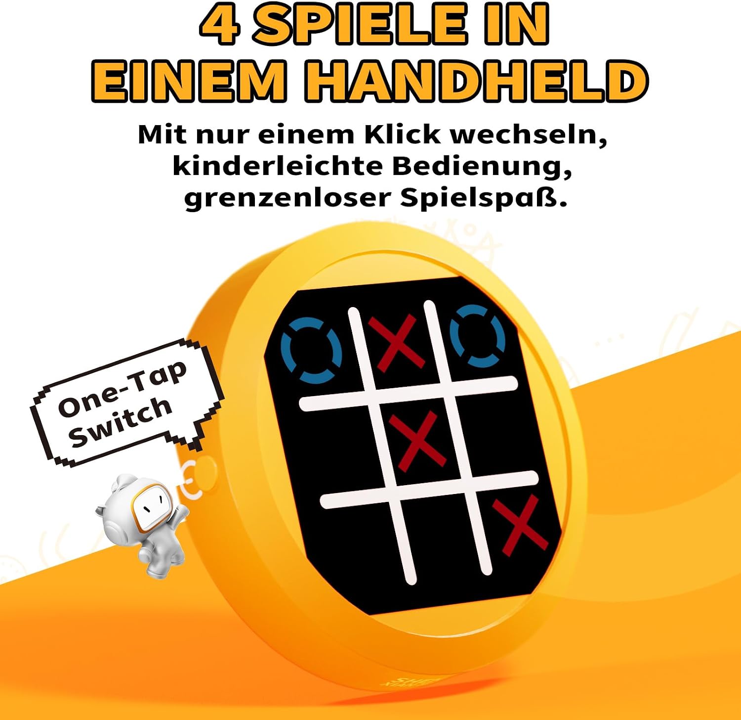 Thumbnail 1 de Elektronisches Tic Tac Toe Spiel 4-in-1 Handheld‑Konsole – Reise‑Puzzlespiel mit Memory Flash & Maulwurf-Schlag