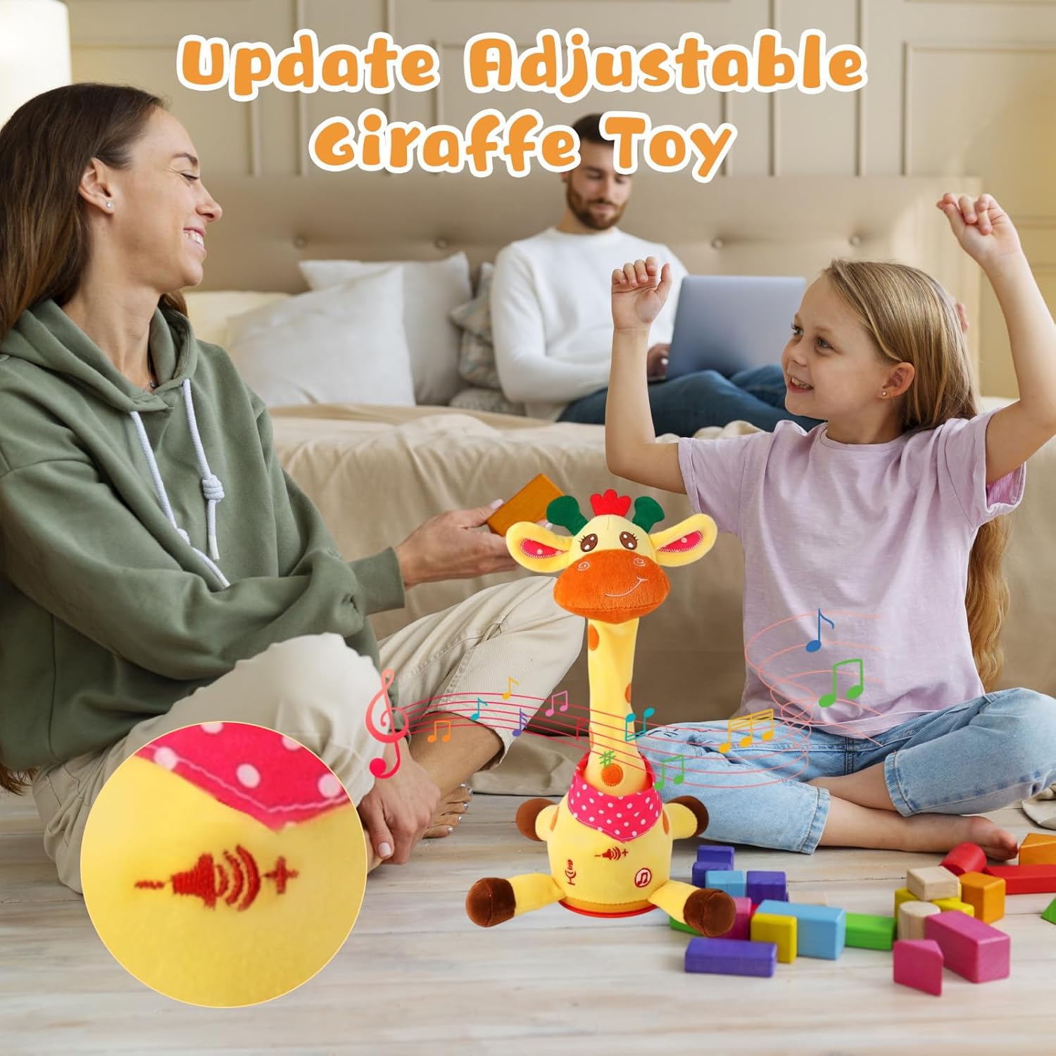 Thumbnail 5 de Dancing Talking Musical Giraffe Toy (Tummy Time) with Adjustable Volume, LED Lights & 10 Songs