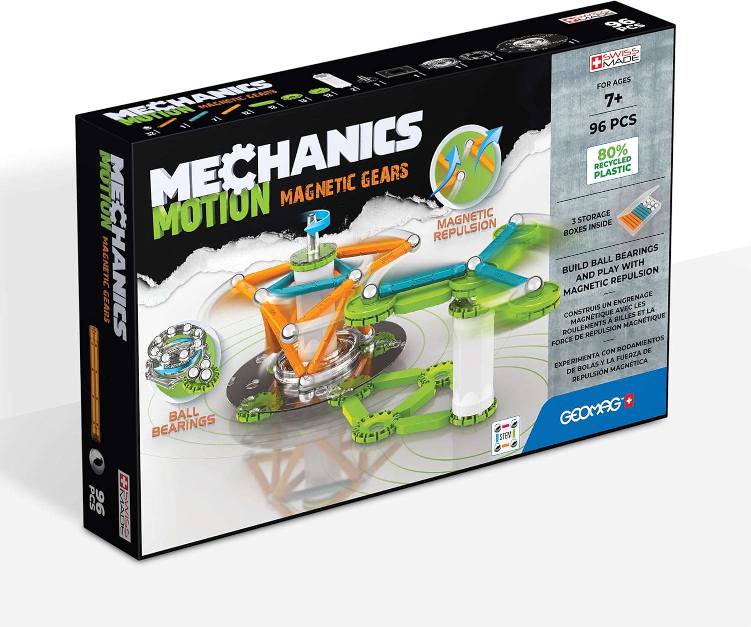 Geomag Mechanics Motion Magnetic Gears – Jeu magnétique créatif de 96 pièces
