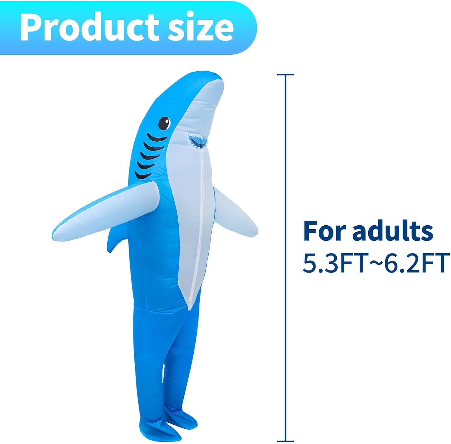 Thumbnail 1 de Adult Inflatable Shark Costume, Full-Body Standing Design in Waterproof Polyester