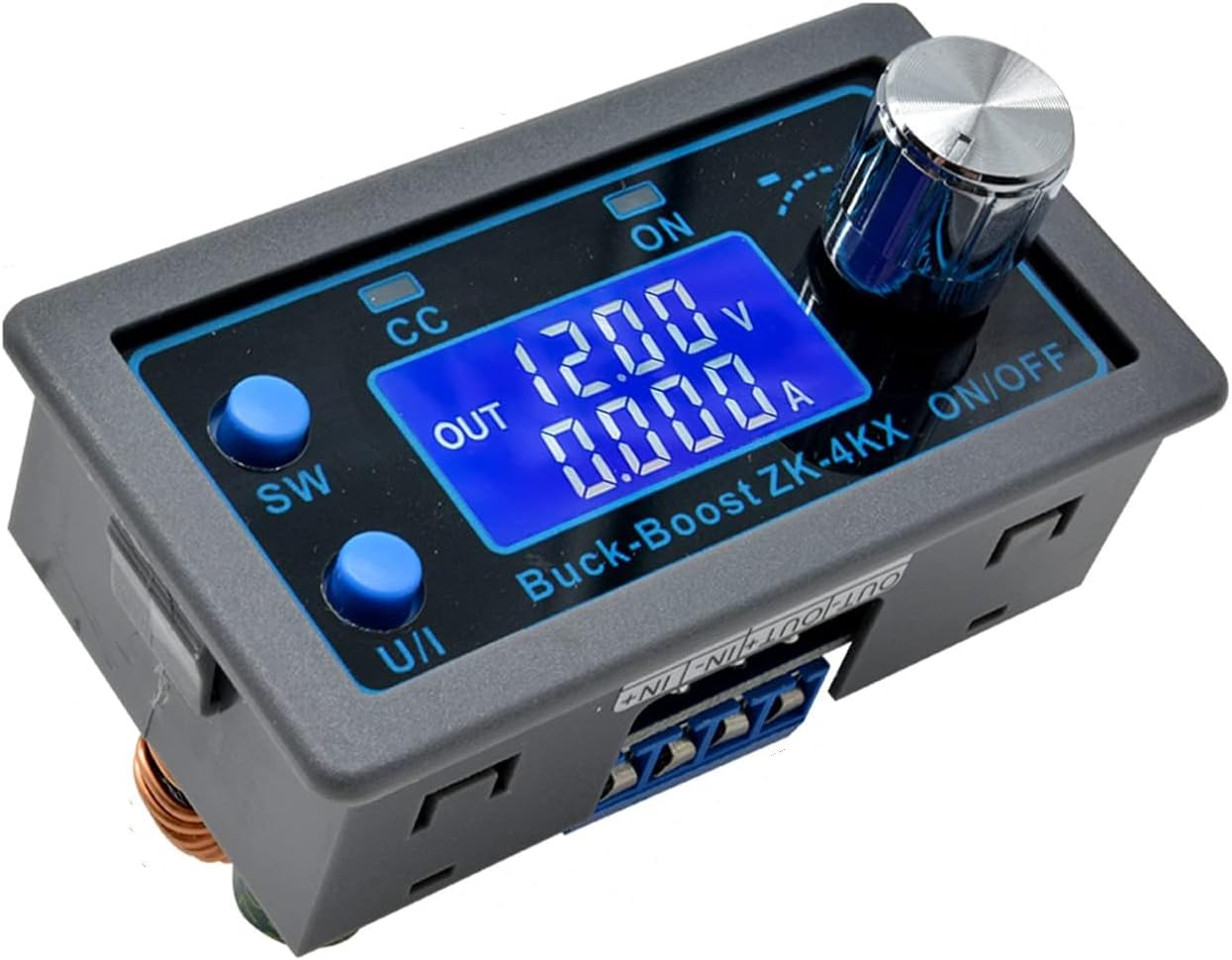 Detalle de Heemol buck-boost DC-omzetter met lcd-display, 0,5–30 V en regelbare uitgang