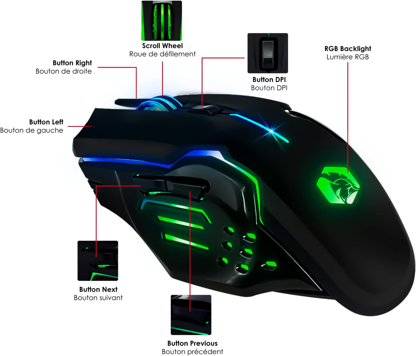 Thumbnail 4 de Empire Gaming Armor RF800 Pack clavier + souris + tapis gaming sans fil 2,4 GHz AZERTY RGB