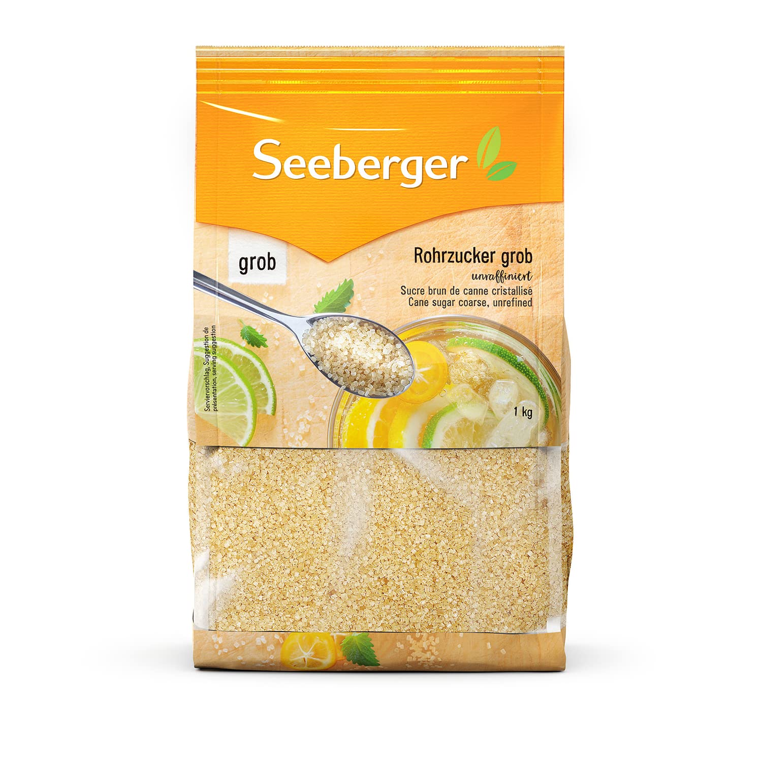 Detalle de Seeberger Rohrzucker 12er Pack (grob, unraffiniert, vegan) – ideal für Cocktails & zum Backen