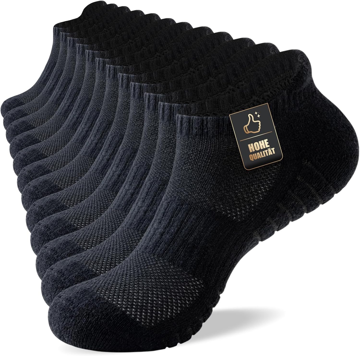 SockWaddles Calze sportive corte unisex in cotone (6 paia) nero/bianco 35-38, 39-42, 43-46, 47-50
