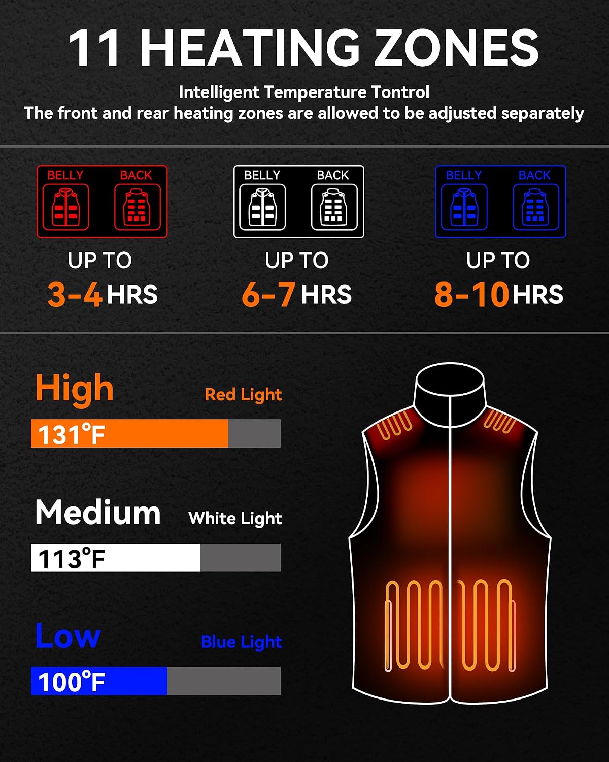 Detalle de Heated Fleece Vest with 11 Heating Zones