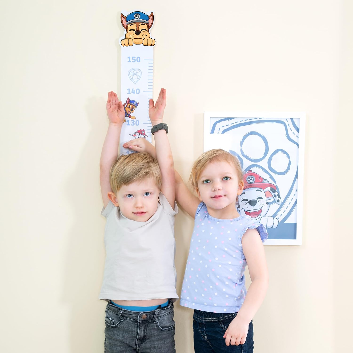 Detalle de roba Messlatte für Kinder Paw Patrol – Größenmesser 70–150 cm, Holz MDF weiß/blau