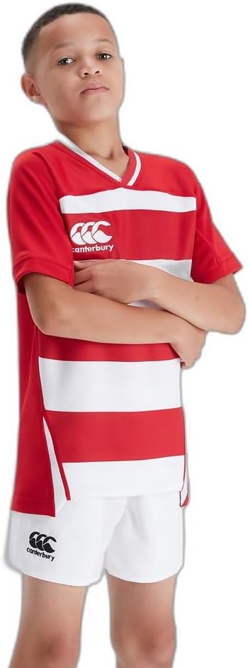 Detalle de Canterbury Boys’ Vapodri Evader Hooped Rugby Jersey (Pro Athletic Fit)