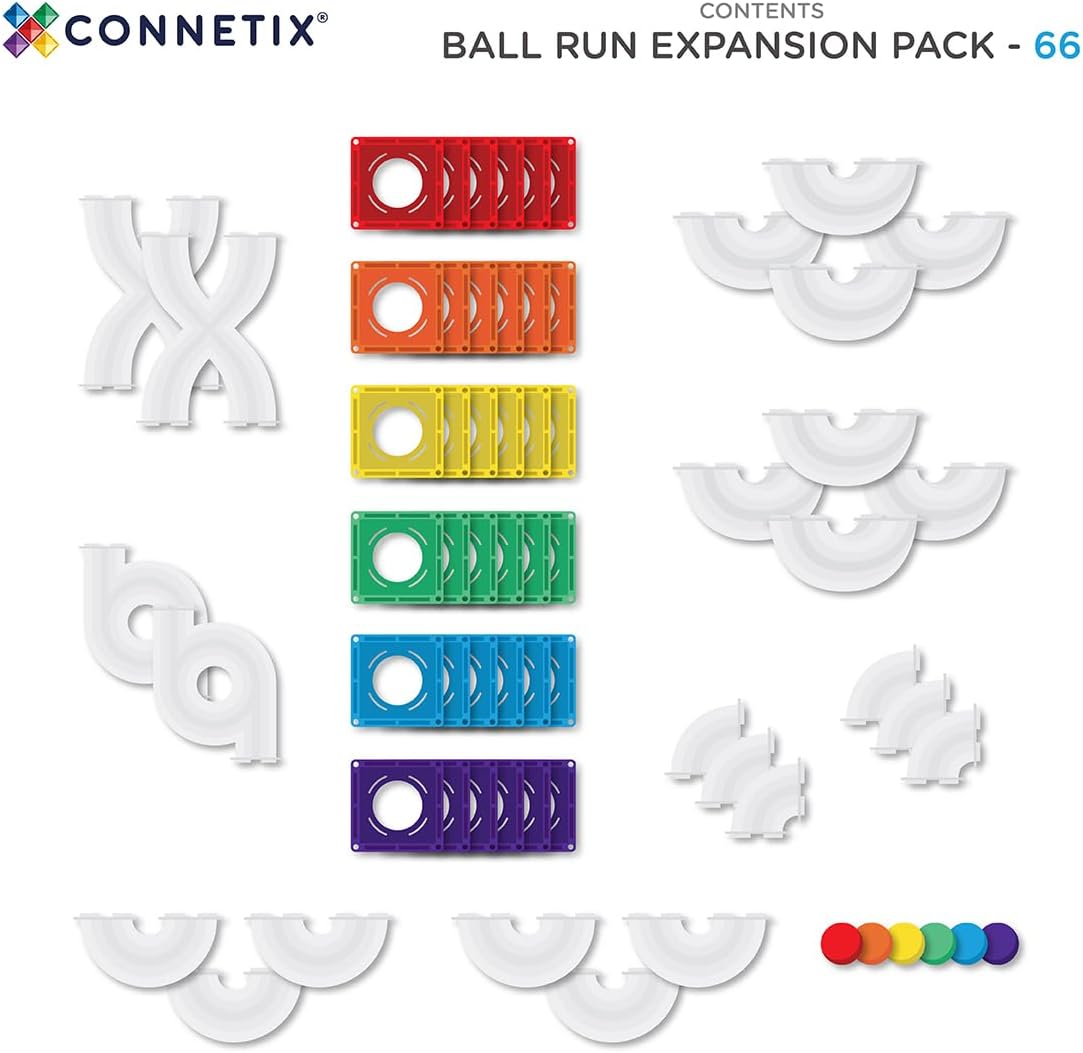 Detalle 2 de CONNETIX Piastrelle magnetiche Arcobaleno Ball Run – Espansione da 66 pezzi