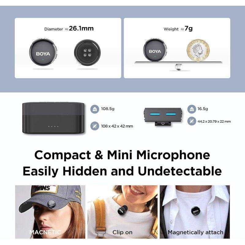 Detalle de BOYA BOYALINK 3: micrófono inalámbrico USB-C omnidireccional con cancelación de ruido IA