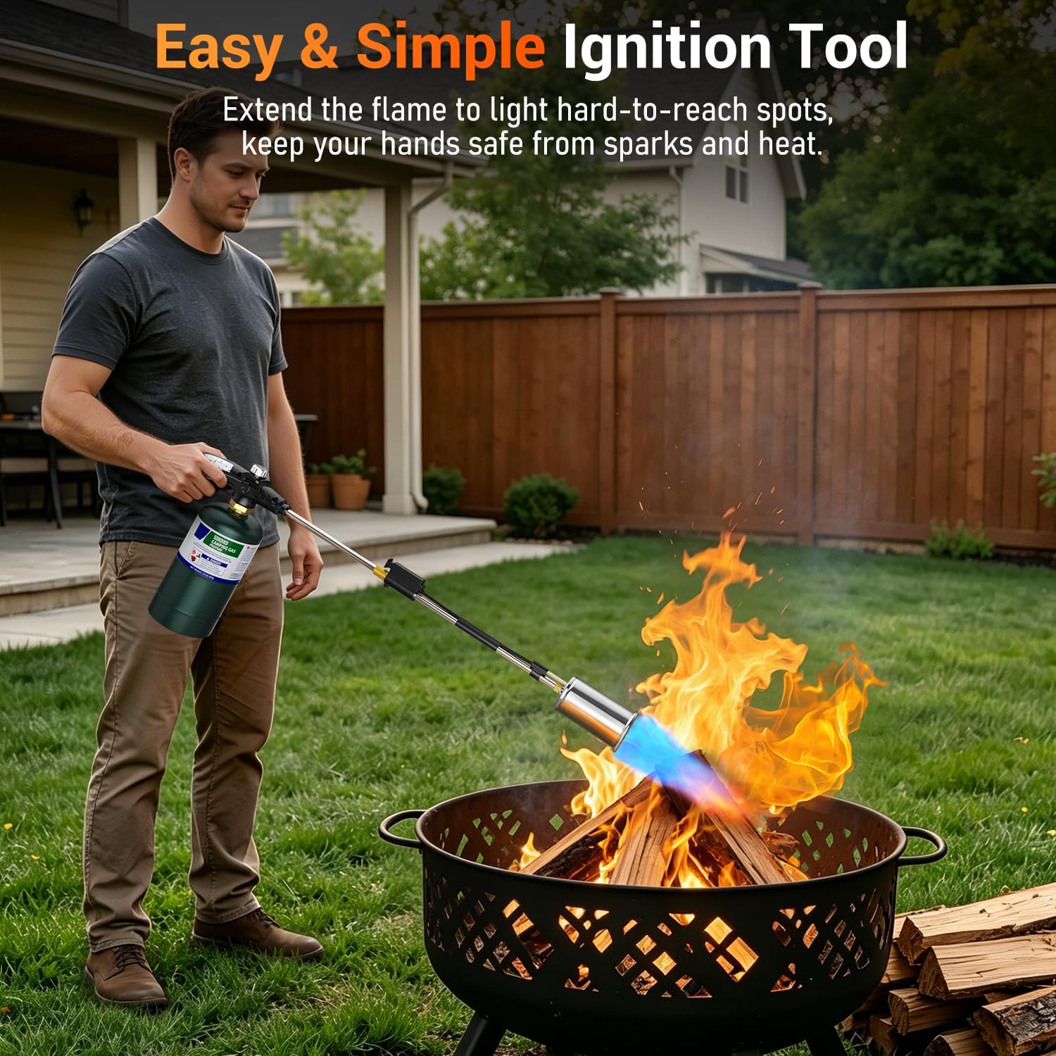 Detalle 2 de Sondiko GF-8016 Propane Weed Torch, 30-Inch Detachable, Adjustable Flame