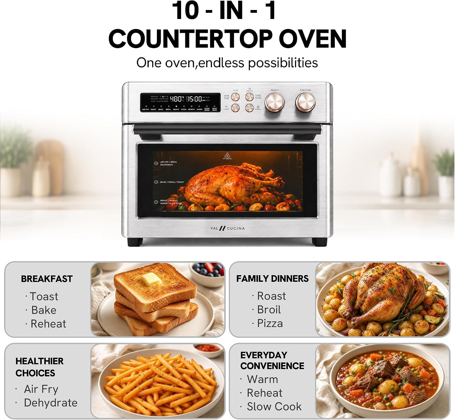 Thumbnail 4 de VAL CUCINA Infrared Air Fryer Toaster Oven 6-slice ๐