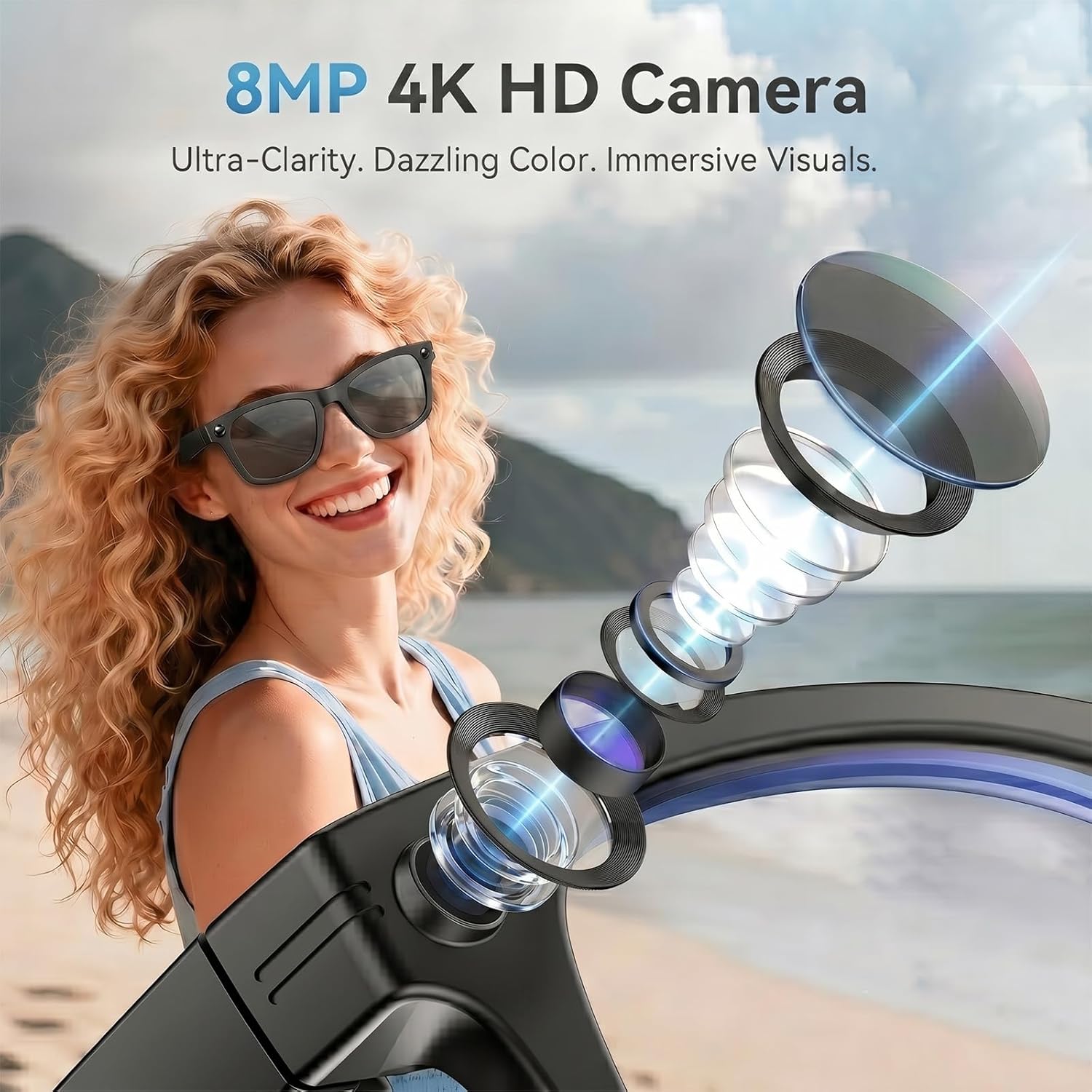 Thumbnail 1 de AI Smart Glasses 8MP Camera with Bluetooth Calls 😎