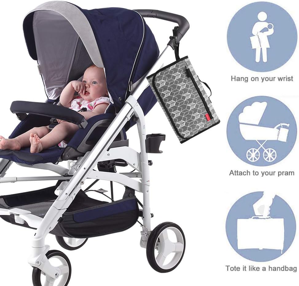 Thumbnail 4 de Lekebaby Portable Nappy Changing Mat with wipe pocket, grey