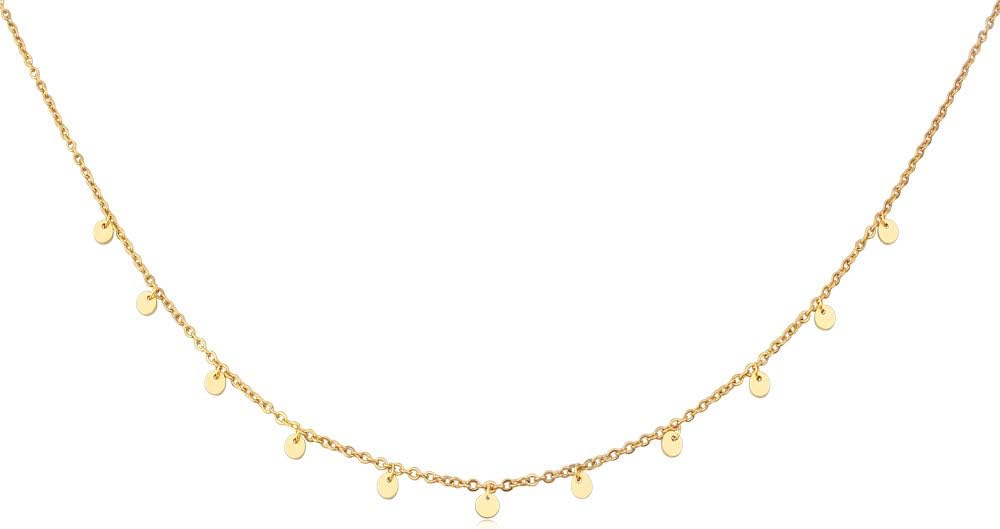 GD GOOD.designs collana boho con piastrine e 11 ciondoli rotondi, impermeabile